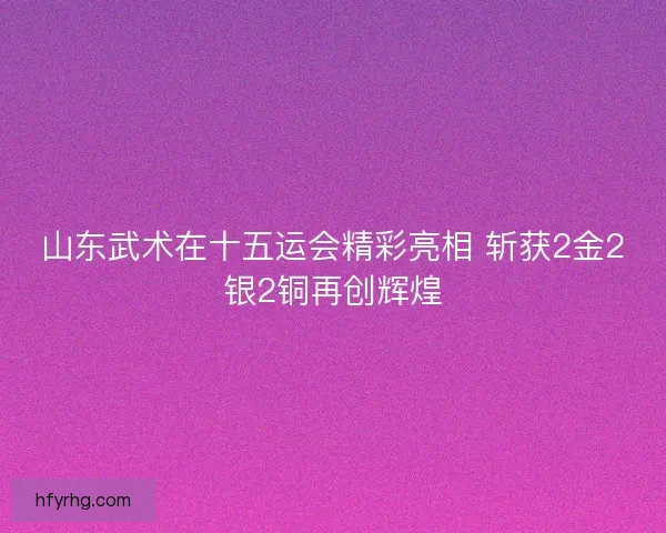 山东武术在十五运会精彩亮相 斩获2金2银2铜再创辉煌