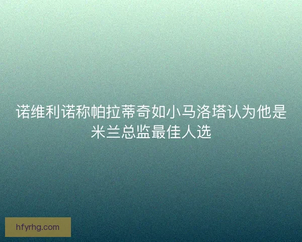 诺维利诺称帕拉蒂奇如小马洛塔认为他是米兰总监最佳人选